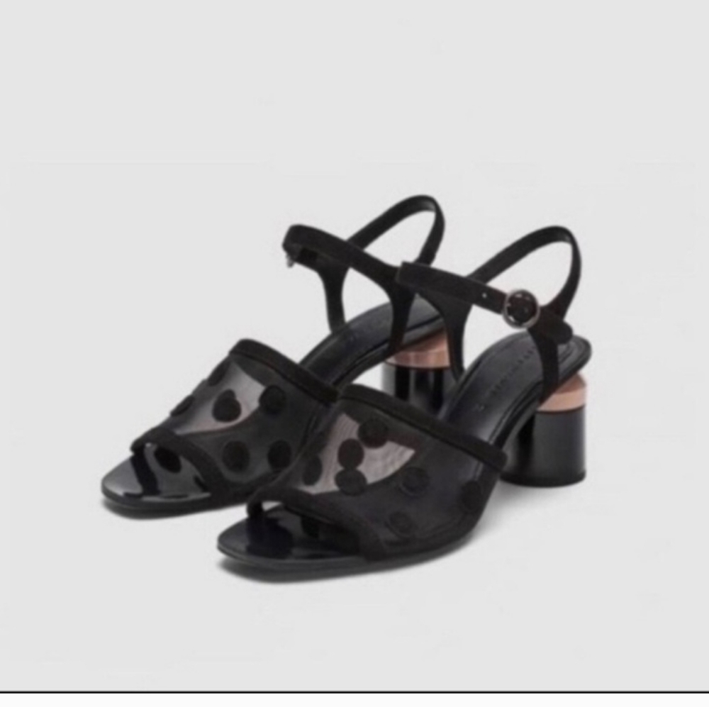 ZARA MESH POKA DOT SANDALS,  SIZE  42 - Picture 2 of 7